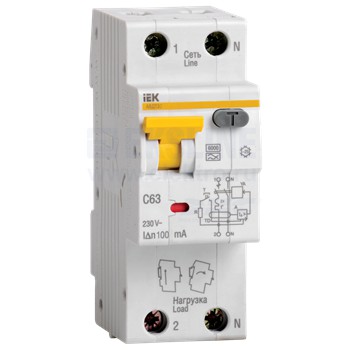 Автоматический выключатель дифференциального тока АВДТ32 2п 16А 30мА тип A х-ка C ИЭК